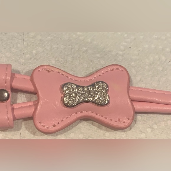 Hip Doggie Pink Bone Step-In Harness Leash Rhinestone Dog Bone Charm Size Large - Picture 3 of 7